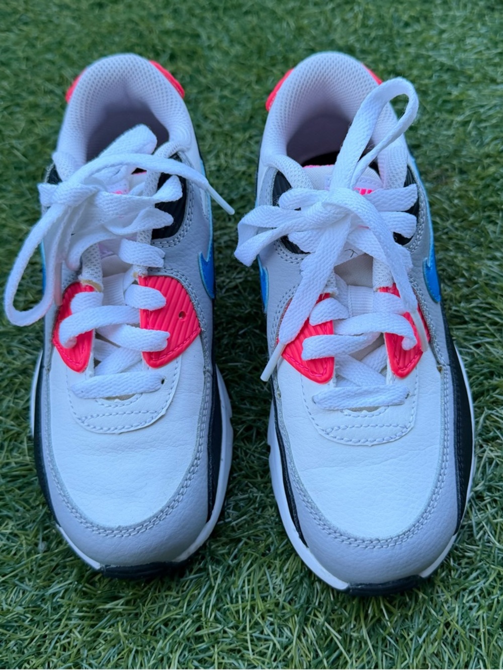 Nike Kids AirMax White Sneakers with Blue and Hot Pink Accents - Picture 3 of 8